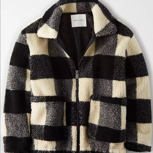 American Eagle Sherpa Plaid Jacket